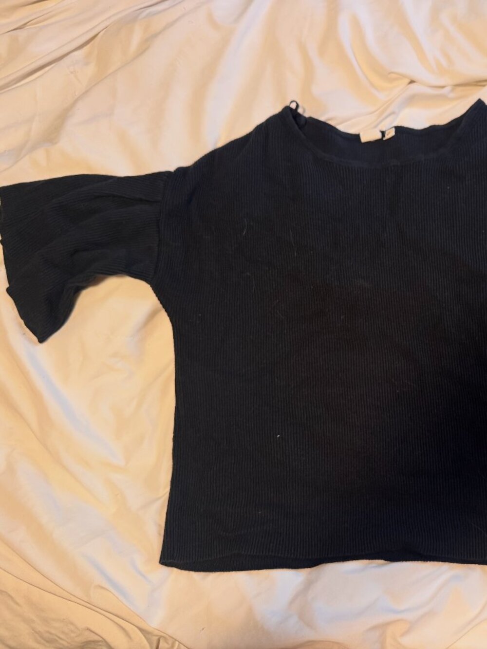 Black Dressy Casual Top - Flowy, Short sleeve